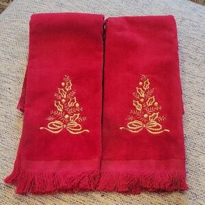 Festive Red Holiday Decor Towels